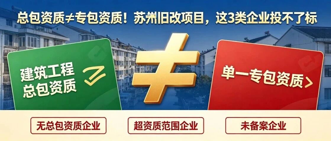 总包资质≠专包资质！苏州旧改项目，这3类企业投不了标
